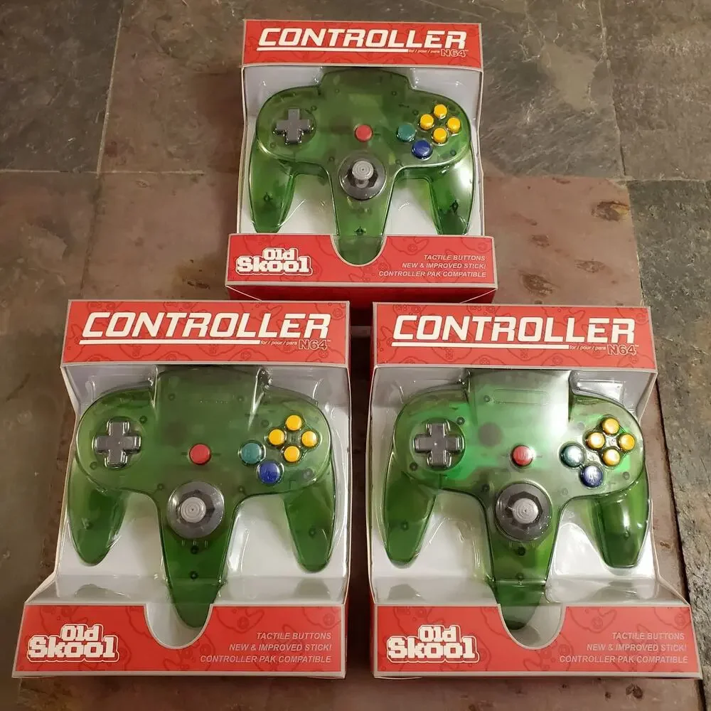 3 N64 Controllers - Jungle Green (NEW) - Nintendo64 - Funtastic Color -Old Skool